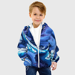 Куртка с капюшоном детская Абстрактные волны, цвет: 3D-белый — фото 2