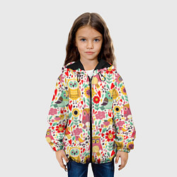 Куртка с капюшоном детская Красочные совы и цветы, цвет: 3D-черный — фото 2