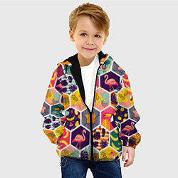 Куртка с капюшоном детская Тропические соты, цвет: 3D-черный — фото 2
