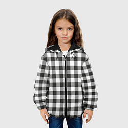 Куртка с капюшоном детская Черно-белая клетка, цвет: 3D-черный — фото 2