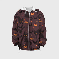 Куртка с капюшоном детская Хэллоуиновский кот, цвет: 3D-белый