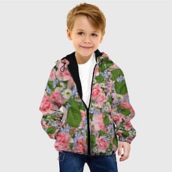 Куртка с капюшоном детская Цветы, цвет: 3D-черный — фото 2