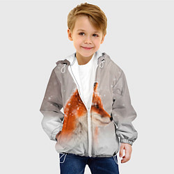 Куртка с капюшоном детская Лиса и снег, цвет: 3D-белый — фото 2