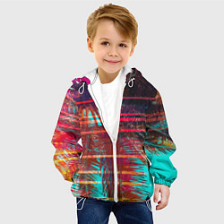 Куртка с капюшоном детская Palm glitch art, цвет: 3D-белый — фото 2