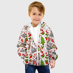 Куртка с капюшоном детская Новогодний фон, цвет: 3D-белый — фото 2