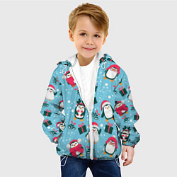 Куртка с капюшоном детская Новогодние Пингвины, цвет: 3D-белый — фото 2