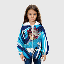 Куртка с капюшоном детская Клинок рассекающий демонов, цвет: 3D-белый — фото 2