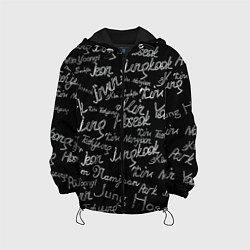 Куртка с капюшоном детская BTS имена, цвет: 3D-черный