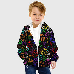 Куртка с капюшоном детская AMONG US NEON, цвет: 3D-белый — фото 2