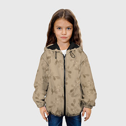 Куртка с капюшоном детская Листья на бежевом фоне, цвет: 3D-черный — фото 2