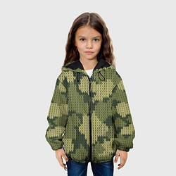 Куртка с капюшоном детская Вязаный принт милитари, цвет: 3D-черный — фото 2