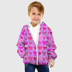 Куртка с капюшоном детская Розовые сердечки, цвет: 3D-белый — фото 2