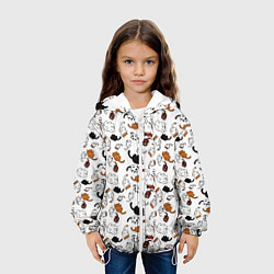 Куртка с капюшоном детская Коты Паттерн, цвет: 3D-белый — фото 2