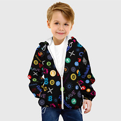 Куртка с капюшоном детская ЛОГОТИПЫ КРИПТОВАЛЮТ Z, цвет: 3D-белый — фото 2