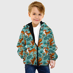 Куртка с капюшоном детская Рычащие Тигры Паттерн, цвет: 3D-черный — фото 2