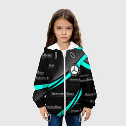 Куртка с капюшоном детская MERCEDES BENZ АКВАМАРИНОВЫЙ, цвет: 3D-белый — фото 2