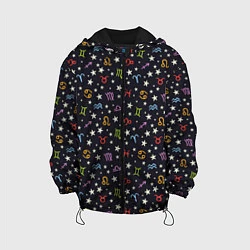 Куртка с капюшоном детская Знаки Зодиака, цвет: 3D-черный