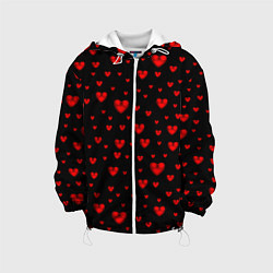 Куртка с капюшоном детская Красные сердца, цвет: 3D-белый