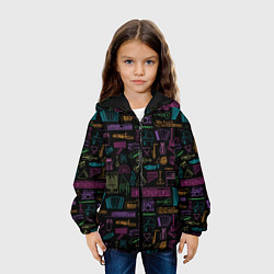 Куртка с капюшоном детская Музыкальные Инструменты, цвет: 3D-черный — фото 2