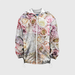 Куртка с капюшоном детская Розовые розы, цвет: 3D-белый