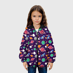 Куртка с капюшоном детская Корабли, планеты и спутники, цвет: 3D-черный — фото 2