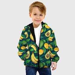 Куртка с капюшоном детская Фрукты, цвет: 3D-черный — фото 2