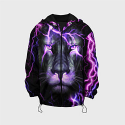Куртка с капюшоном детская НЕОНОВЫЙ ЛЕВ NEON LION, цвет: 3D-черный