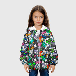 Куртка с капюшоном детская Geometry Dash Pattern Z, цвет: 3D-белый — фото 2