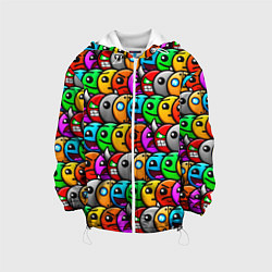 Куртка с капюшоном детская GEOMETRY DASH ГЕОМЕТРИ ДАШ, цвет: 3D-белый