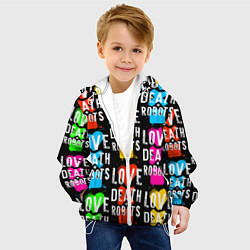 Куртка с капюшоном детская ЛЮБОВЬ СМЕРТЬ И РОБОТЫ УЗОР, цвет: 3D-белый — фото 2