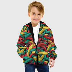 Куртка с капюшоном детская Граффити стрелки, цвет: 3D-черный — фото 2