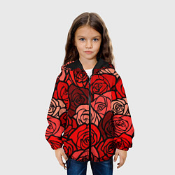 Куртка с капюшоном детская Розочки, цвет: 3D-черный — фото 2