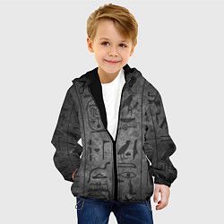 Куртка с капюшоном детская Египетские Иероглифы 3D, цвет: 3D-черный — фото 2