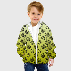 Куртка с капюшоном детская Узор спиральки на желтом фоне, цвет: 3D-белый — фото 2
