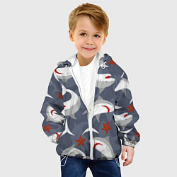 Куртка с капюшоном детская Акулы, цвет: 3D-белый — фото 2