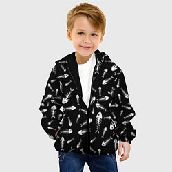 Куртка с капюшоном детская Скелеты рыб, цвет: 3D-черный — фото 2