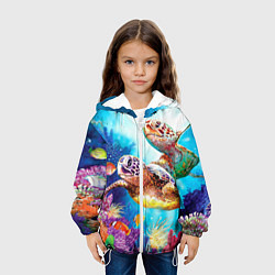 Куртка с капюшоном детская Морские черепахи, цвет: 3D-белый — фото 2