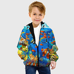 Куртка с капюшоном детская Коралловые рыбки, цвет: 3D-черный — фото 2