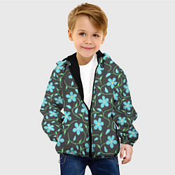 Куртка с капюшоном детская Цветочный узор на темном фоне, цвет: 3D-черный — фото 2