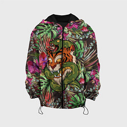 Куртка с капюшоном детская Тигр кусает змею, цвет: 3D-черный