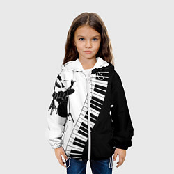 Куртка с капюшоном детская Черно Белое пианино, цвет: 3D-белый — фото 2