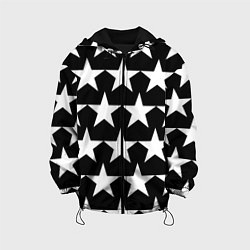 Куртка с капюшоном детская Белые звёзды на чёрном фоне 2, цвет: 3D-черный