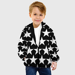 Куртка с капюшоном детская Белые звёзды на чёрном фоне 2, цвет: 3D-черный — фото 2