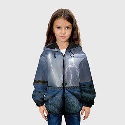 Куртка с капюшоном детская Молнии, цвет: 3D-черный — фото 2