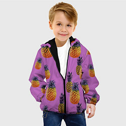 Куртка с капюшоном детская Ананасы, цвет: 3D-черный — фото 2