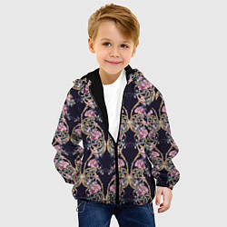 Куртка с капюшоном детская Узор из цветов, цвет: 3D-черный — фото 2