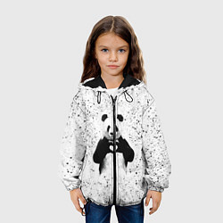 Куртка с капюшоном детская Панда Любовь Сердце Брызги, цвет: 3D-черный — фото 2