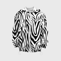 Куртка с капюшоном детская Черно-белая зебра, цвет: 3D-белый