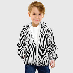 Куртка с капюшоном детская Черно-белая зебра, цвет: 3D-белый — фото 2