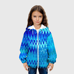 Куртка с капюшоном детская Синий-голубой абстрактный узор, цвет: 3D-белый — фото 2